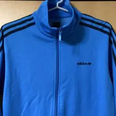 adidas ジップアップジャケット 青 3本ライン