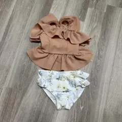 プティマイン タンキニ　水着　ベビー　キッズ　フリル付きトップ 花柄パンツ