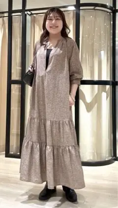 Omekashi オメカシ スキッパーティアードワンピース モカ 38