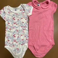 プチバトー　濃いピンク　ロンパース2点セット 81cm18m