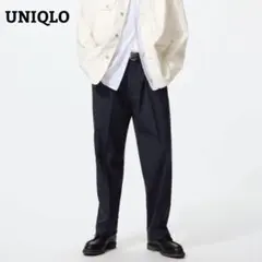 UNIQLO　タックワイドパンツ　スラックス　S　ネイビー　メンズ