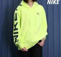 【新品】Nike AIR ナイキパーカー L ライムグリーン裏起毛付き女性