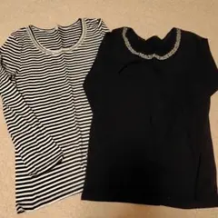 GLOBAL WORK & pink adoke ビジュー付き長袖トップスセット