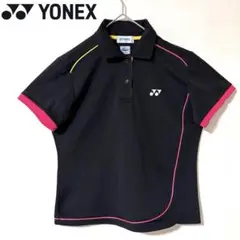 ヨネックスYONEX 半袖ポロシャツ　ロゴ刺繍　黒　L テニスバトミントン