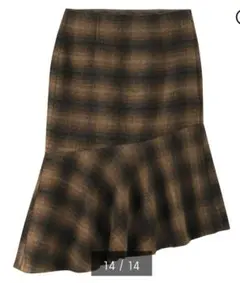 マーメイドスカート チェック柄 ブラウン GU