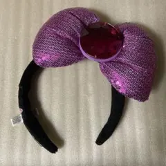 ハローキティ　リボン　カチューシャ　スパンコール　パープル