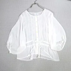 【美品】 エヌ ナチュラルビューティーベーシック 透け感ブラウス Mサイズ 白