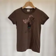 y2kヴィンテージ OLD UNIQLOポパイ オリーブ リンガーTシャツちびT