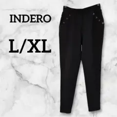 INDERO 【L/XL】 ブラックパンツ レディース ボトムス 古着