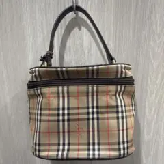 美品 BURBERRY バーバリー バニティバッグ ハンドバッグ ノバチェック