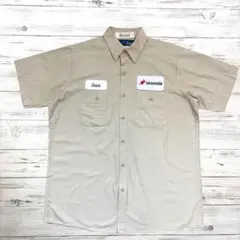 UniWeave 半袖シャツ ワッペンロゴ ベージュ L 0910
