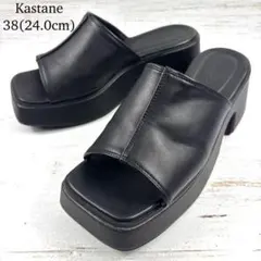 カスタネ Kastane 厚底ボリュームソールサンダル スクエアトゥ 黒 24のサムネイル