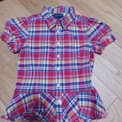 美品　Ralph Lauren 半袖シャツ 6 レッド系チェック