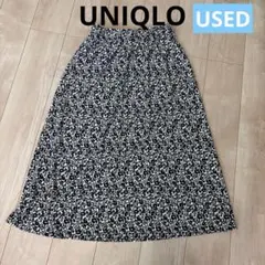 花柄 ロングフレアスカート モノトーン　UNIQLO ユニクロ　美品