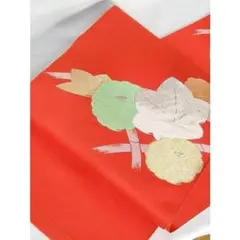 名古屋帯 洗える帯 紅葉／菊☆朱赤のサムネイル