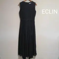 エクラン ECLIN サロペット プリーツ パンツ ジャンプスーツ ノースリーブ