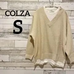 COLZA 【S】 ベージュ Vネックニット ストラップニット セーター