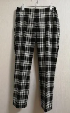 【美品】UNIQLOユニクロ　後ろゴムテパードパンツ　センタープレス　チェック柄