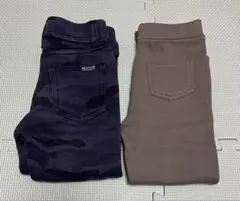 裏起毛パンツ　110センチ　２枚セット　ブラック＆カーキ