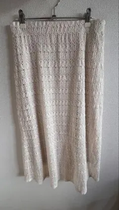 studio CLIP アイボリー レース編み ロングスカート L