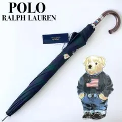 新品★ポロラルフローレン★ポロベア チェック晴雨兼用日傘長傘ショート傘★グリーン