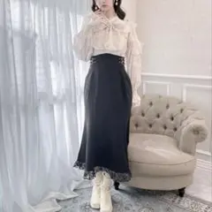couture BY ROJITA 花柄ドッキング長袖ロングワンピース ブラックのサムネイル