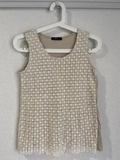 コムサイズム　ベージュ レース ノースリーブ