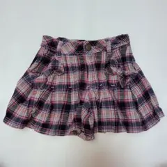 130★メゾピアノ★リボン付き！チェック柄コーデュロイキュロットスカート★