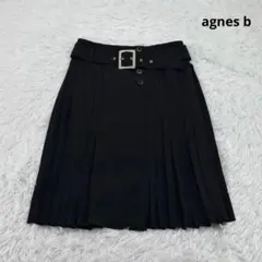 【レディース】日本製 agnes b プリーツスカート 巻きスカート 黒 38