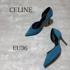 CELINE スエードレザー ポインテッドトゥ ヒール パンプス EU36のサムネイル