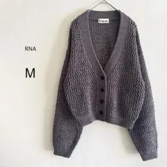 【RNA】 ニットカーディガン ショート丈 ミックスヤーン M 羽織り 透け感