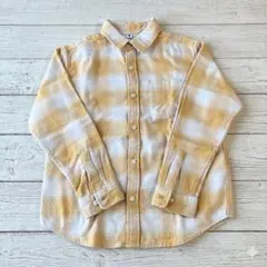 美品　ほぼ新品　UNIQLO チェック柄 長袖ネルシャツ 130サイズ　かわいい