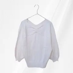 MAJESTIC LEGON リボンデザイン 2wayリブニット ホワイト M