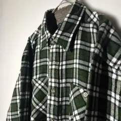 【個性派古着】美品　ネルシャツ　グリーン　チェック柄　Lサイズ