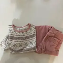 値下げ　フリースパジャマセット（リボン柄）110