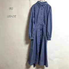 GU ジーユー ストライプシャツワンピース 長袖 ブルー Mサイズ　羽織り