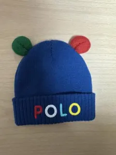 POLO ベビー用耳付きニット帽子 46-50cm
