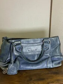 CELINE ブギーバッグ 馬車チャーム レザー ハンドバッグ 青 - メルカリ