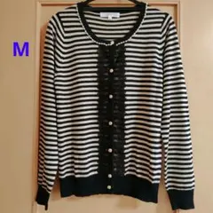 grove ボーダー 長袖ニットカーディガン M