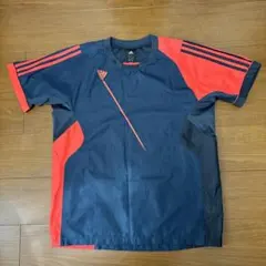 美品adidas ネイビー/レッド 半袖ウィンドブレーカー