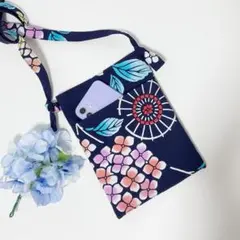 着物リメイク❁ ショルダーバッグ あじさい柄 ハンドメイド