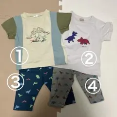 保育園 男の子 半袖Tシャツ 七分丈ズボン 90 100 恐竜 まとめ売り