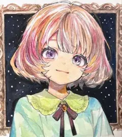 オリジナル手描きイラスト　アナログ　創作　水彩画　女の子