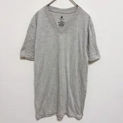 ポロ Tシャツ Vネック 無地 S 灰色 綿 カジュアル シンプル トップスのサムネイル