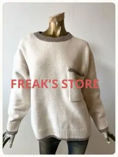 ☘️T21641☘️FREAK'S STORE 配色 ポケット付きニット Fのサムネイル
