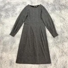 『index』インデックス　長袖ロングフレアワンピース　ボリューム袖　チェック柄