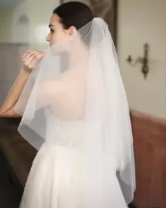 ホワイト チュール 二段式ベール コーム付き