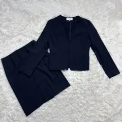【美品】アンタイトル　セットアップ　ノーカラー　ボタンレス　ネイビー　Sサイズ