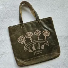 希少 ゲンテン/genten ミニハンドバッグ 鍵イラスト 本革