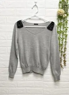 最終値下げ クローラ 長袖ニットセーター  Mサイズ グレー×ブラック K5